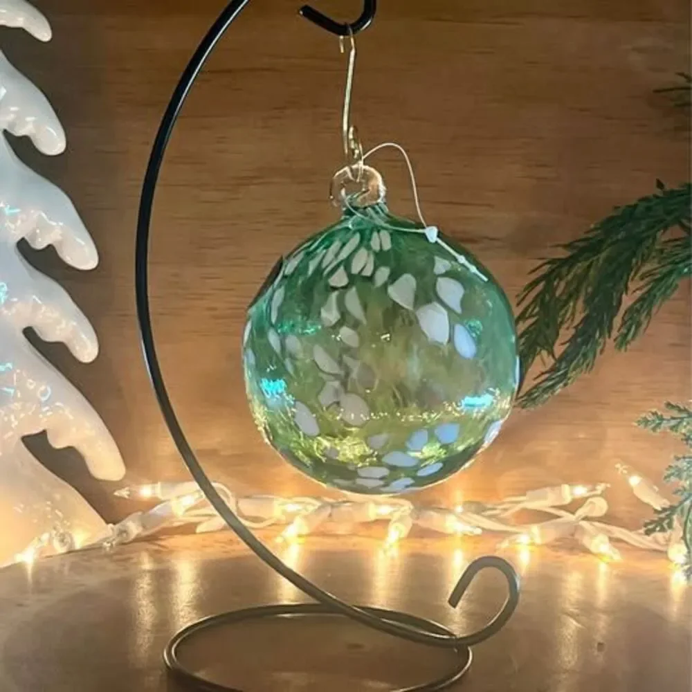 Handblown Murano Glass Witch Ball Ornament new with tags 3.5”